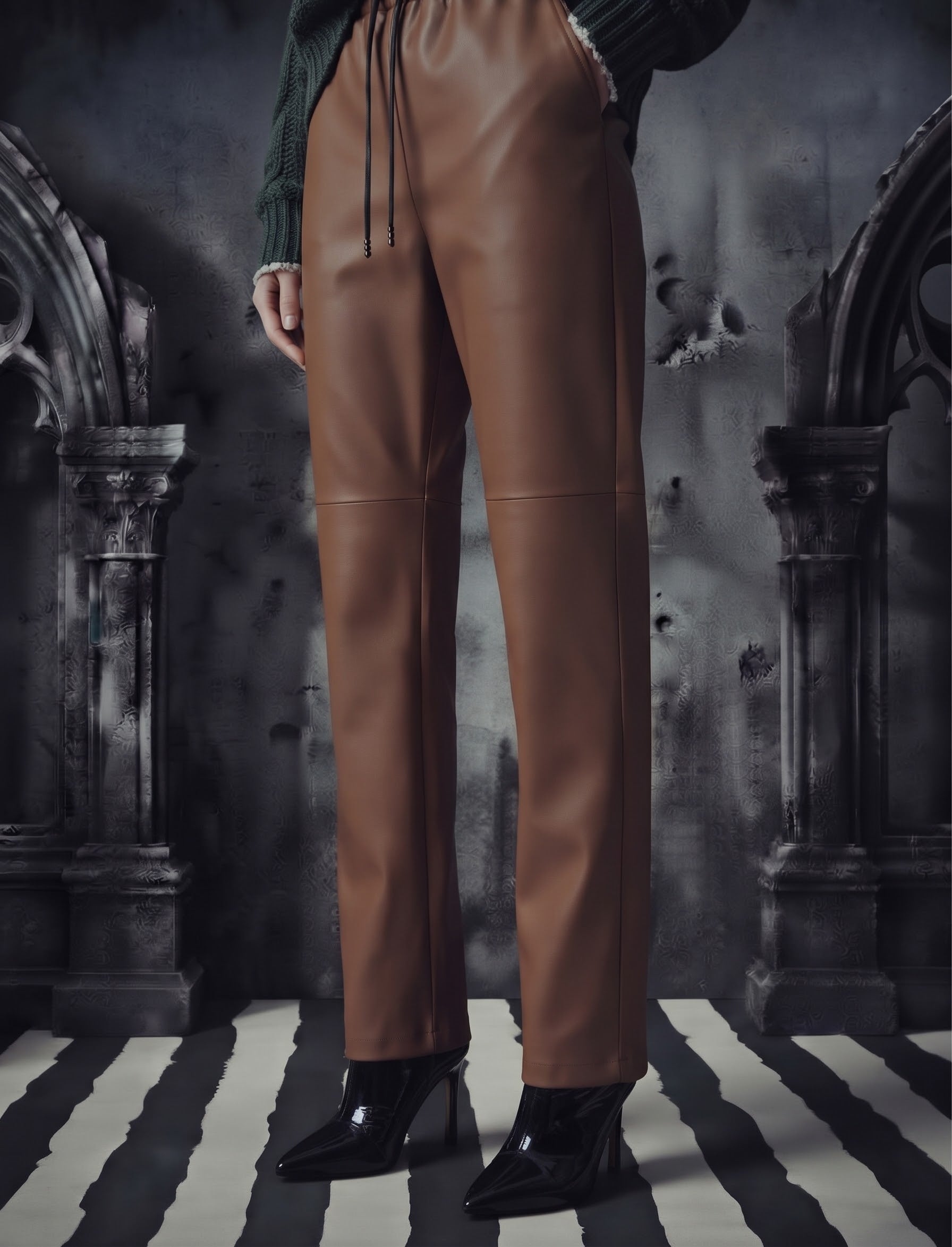 The Moto-Chic Pleather Jogger –Tan