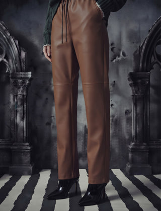 The Moto-Chic Pleather Jogger –Tan
