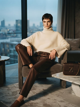 The Moto-Chic Pleather Jogger - Brown