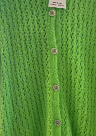 The Cozy Knit V-Neck Lime Cardigan