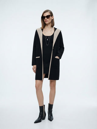 Two-Tone Hooded Cardigan