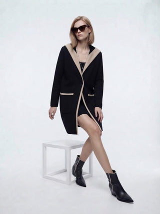 Two-Tone Hooded Cardigan