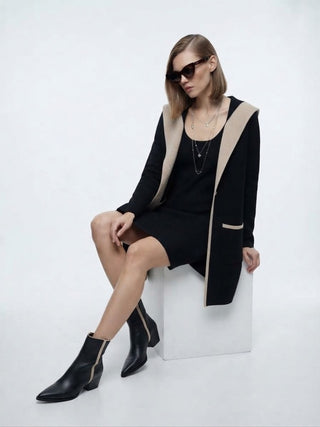 Two-Tone Hooded Cardigan