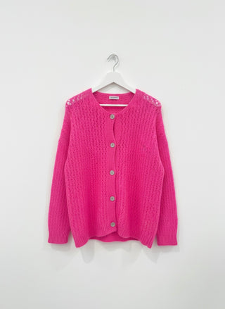 The Cozy Knit V-Neck Hot Pink Cardigan