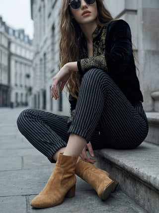 The Italian Pinstripe Drawstring Pull-On Pant- Black