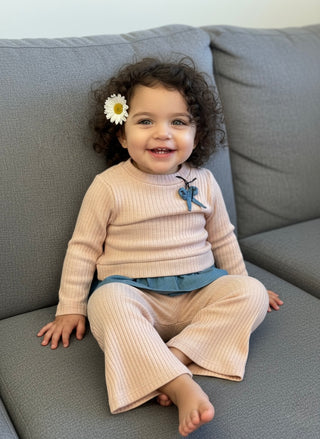 Kid’s Pink Knit Romper & Legging Set