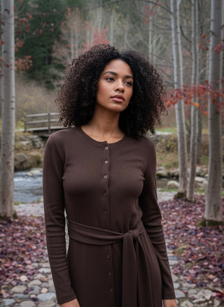 The Autumn Hues Ribbed Dress