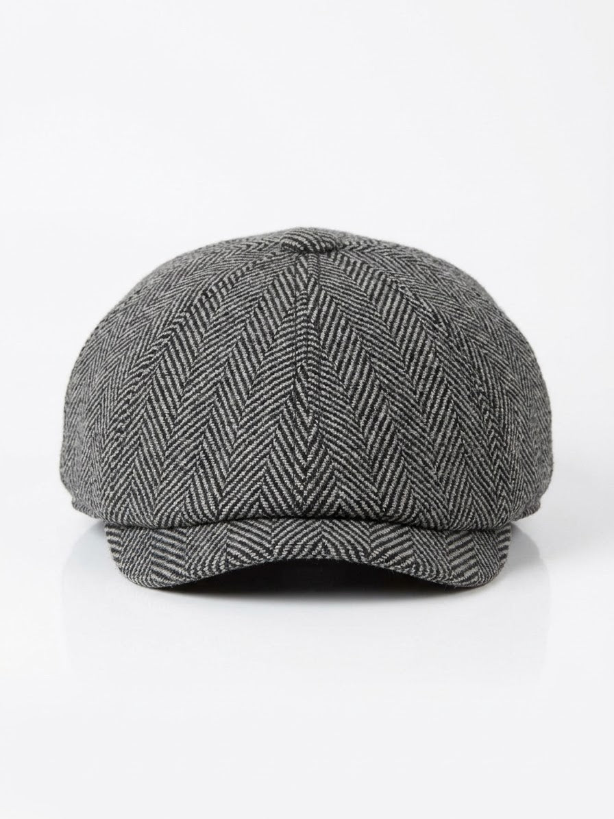Tweed Herringbone Flat Cap