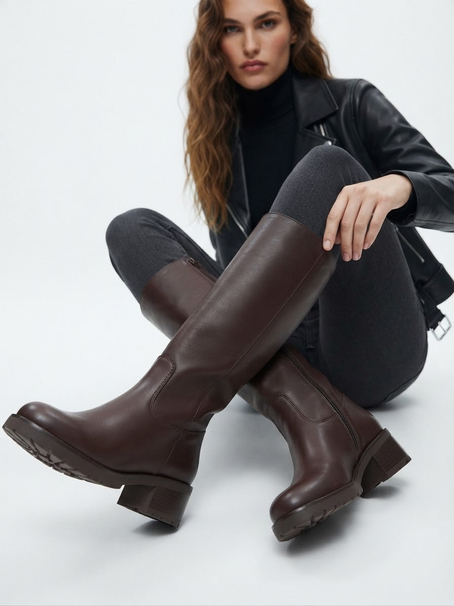 The Contour Knee Boot- Brown