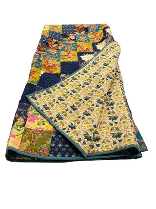 Marigold Floral Patchwork Reversible King Size Cotton Quilts