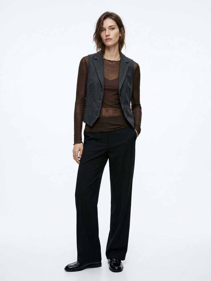Sheer Layering Top - Dark Brown