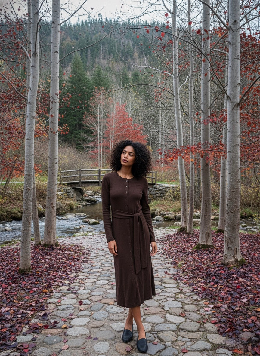 The Autumn Hues Ribbed Dress