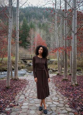 The Autumn Hues Ribbed Dress