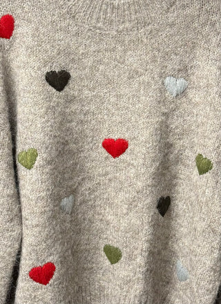 Happy Hearts Sweater- Grey