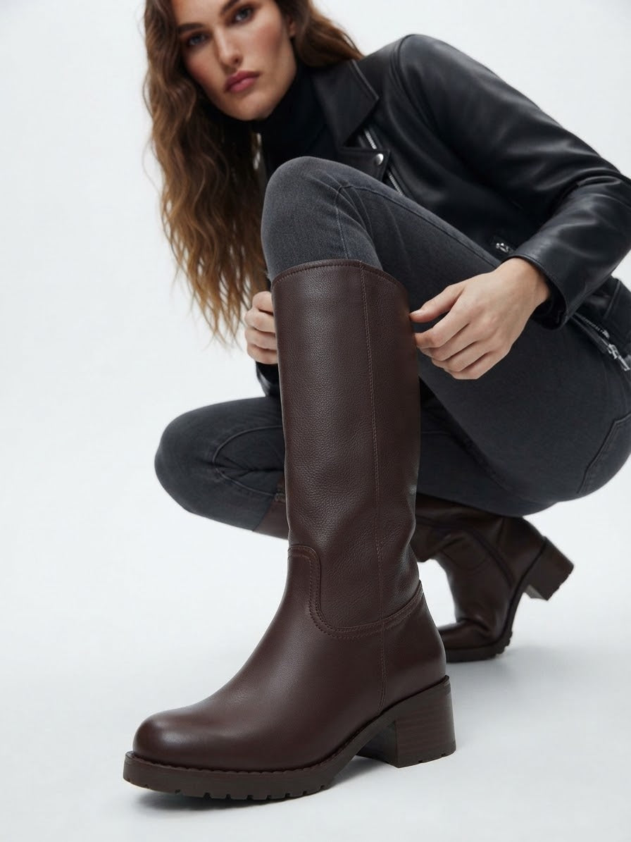 The Contour Knee Boot- Brown