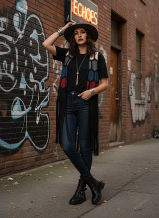 Patchwork Boho Fringe Vest