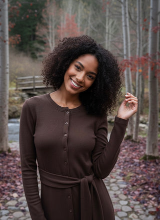 The Autumn Hues Ribbed Dress