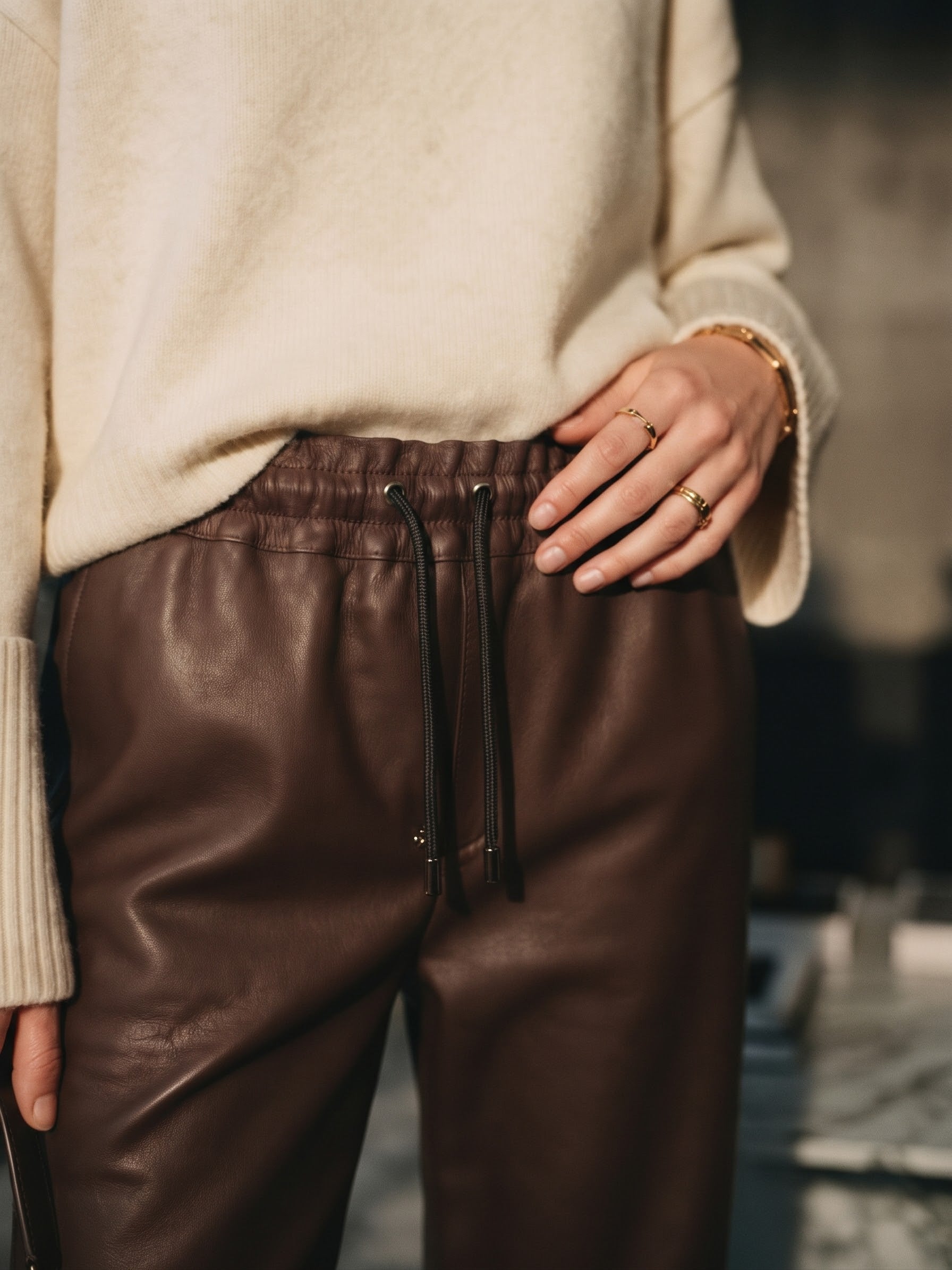 The Moto-Chic Pleather Jogger - Brown