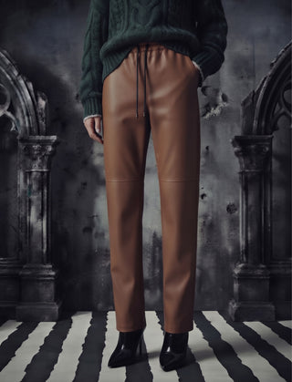 The Moto-Chic Pleather Jogger –Tan