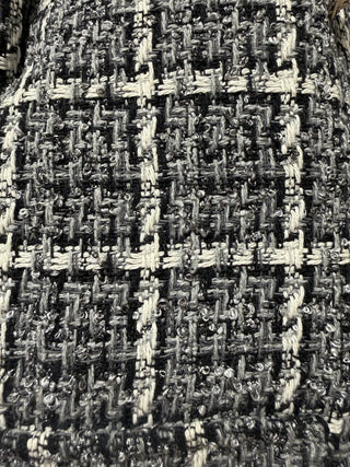 The "Milano" Textured Tweed Double-Breasted Blazer- Black