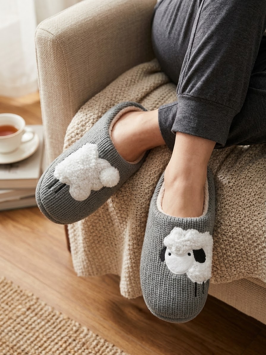 Baa-baa Cozy Ribbed Slippers
