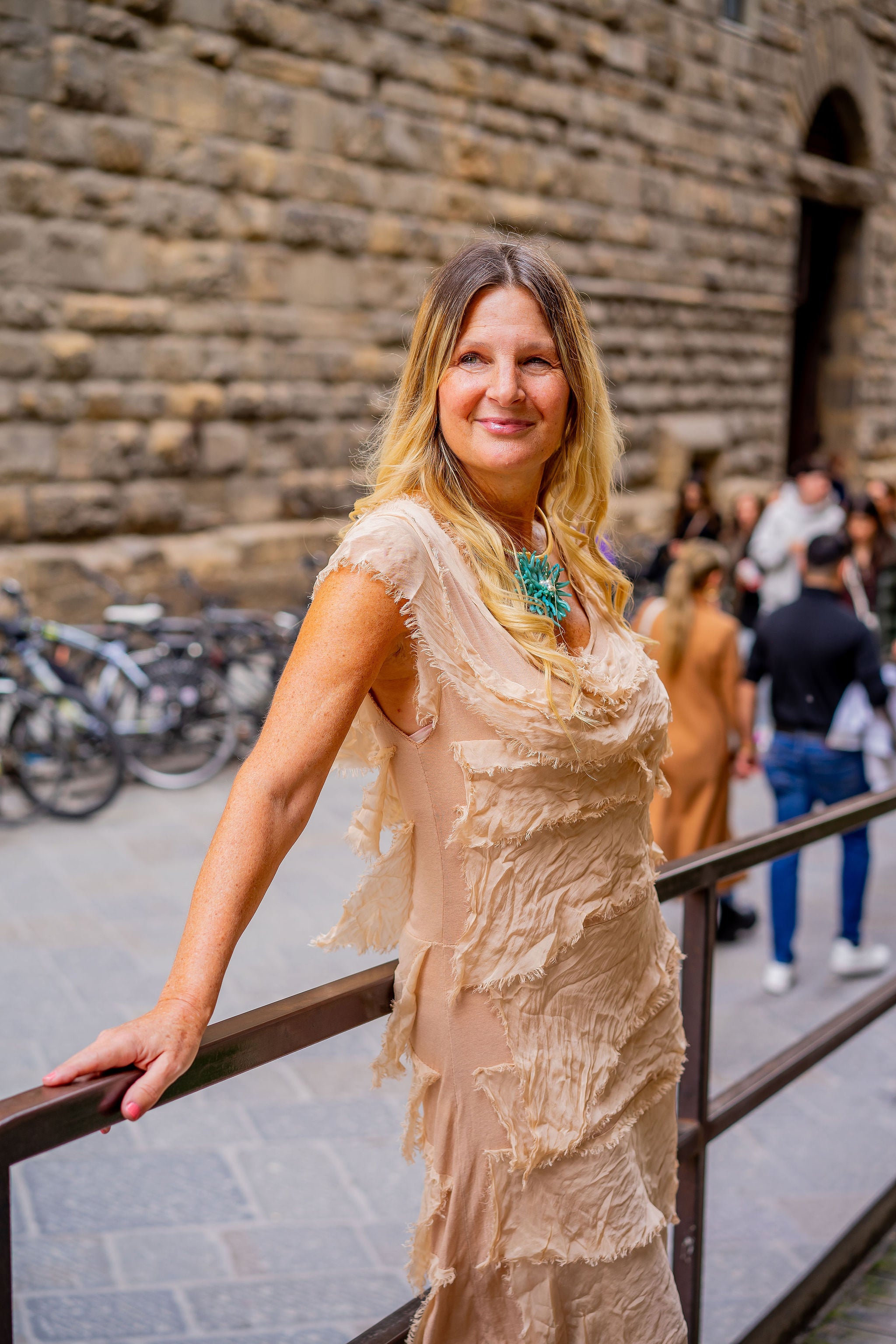 Sand Petal Silk Dress