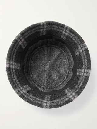 Wool Plaid Bucket Hat- Black