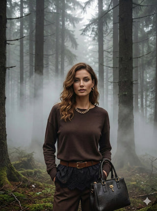 The Italian Soft Scoop Neck Sweater-Chocolate Brown