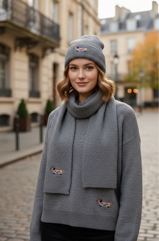 The Dachshund Sweater, Scarf & Beanie Set