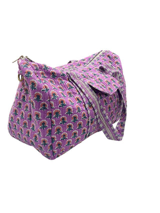 Lavender Bloom Quilted Cotton Duffle Bag