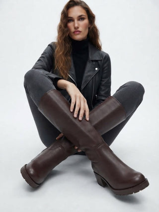 The Contour Knee Boot- Brown