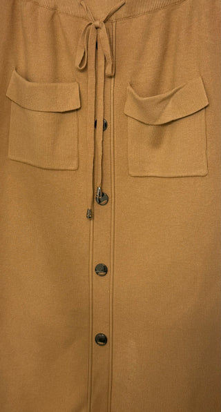 The Autumn Knit Midi Skirt- Tan