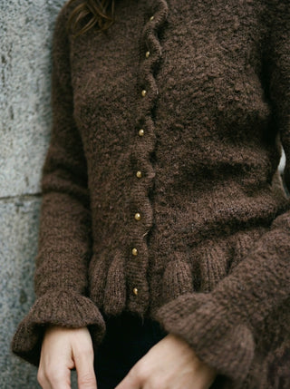 The Soft Brown Ruffle Hem Cardigan