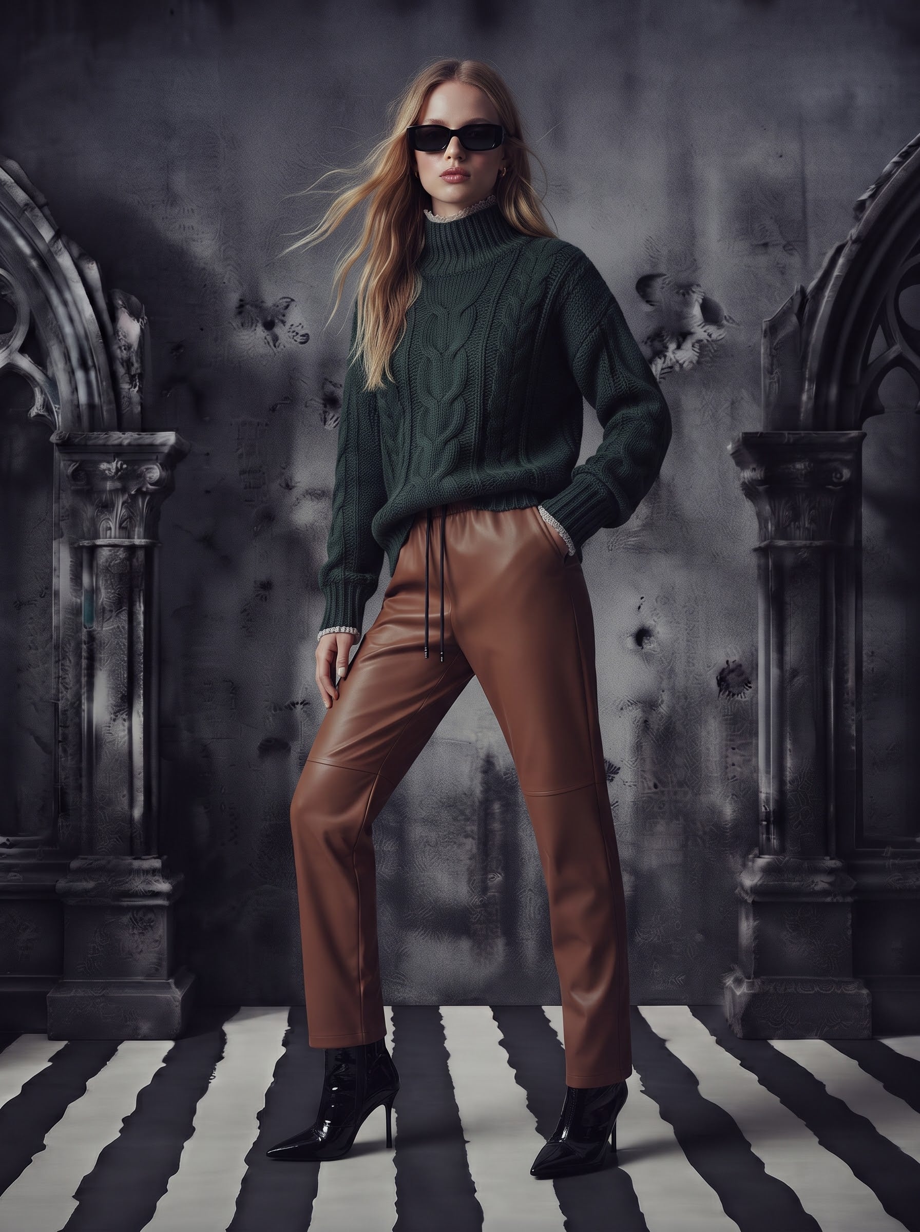 The Moto-Chic Pleather Jogger –Tan