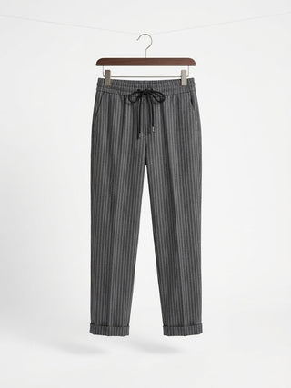 The Italian Pinstripe Drawstring Pull-On Pant- Grey