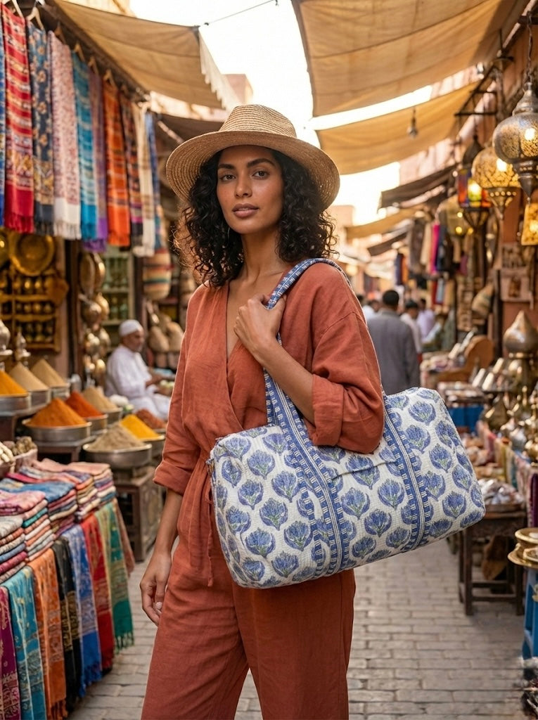 Beach bound Quilted Cotton Duffle Bag