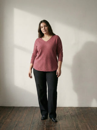 The Vivid Italian V-Neck Sweater-Marsala