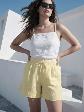 Linen Breezes Lounge Shorts- Lemon