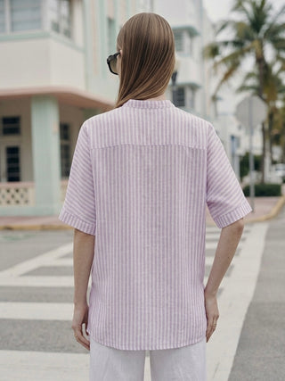 THE STRIPED RESORT SHIRT- MAUVE