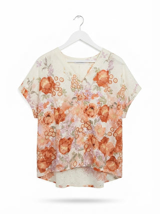 Floral Broderie Anglaise Top- Terracotta