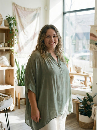 The Serene Silk-Blend Henley Tunic