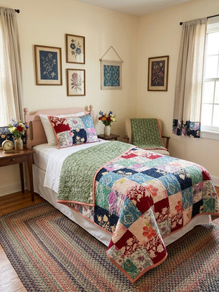 The Meadow & Jewel Reversible Patchwork Twin Size Quilt
