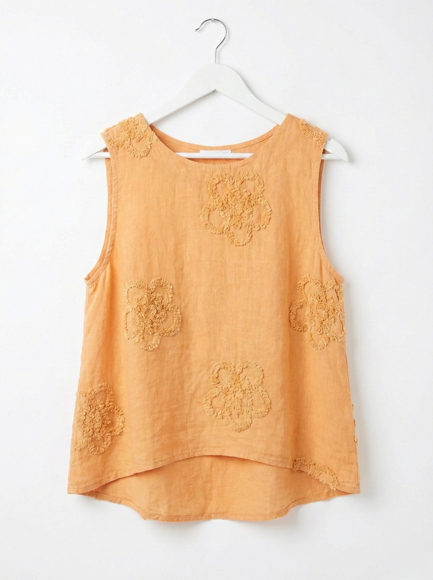 Apricot Textured Floral Linen Top