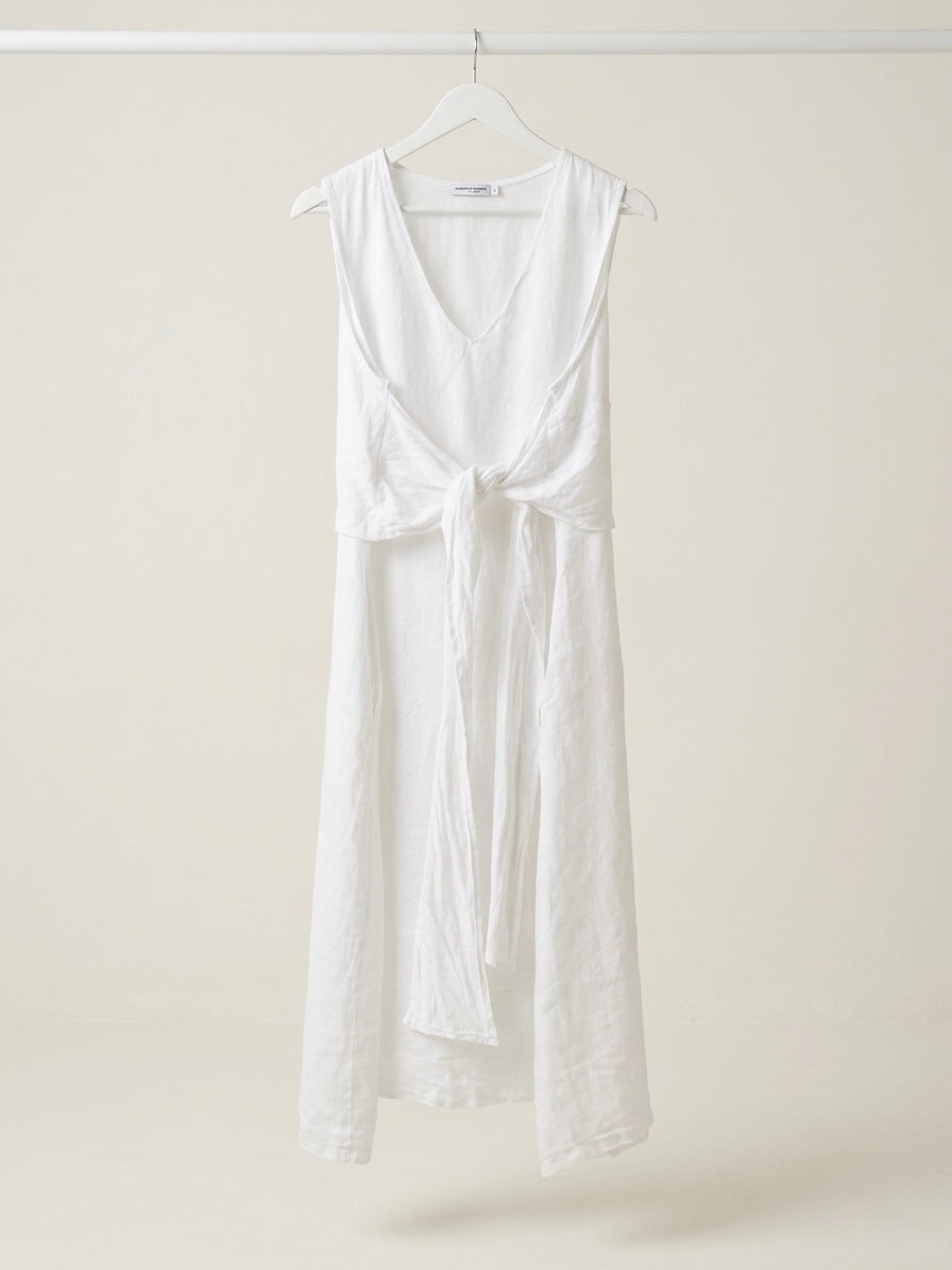 Isla Tie-Front Linen Maxi Dress- Antique White