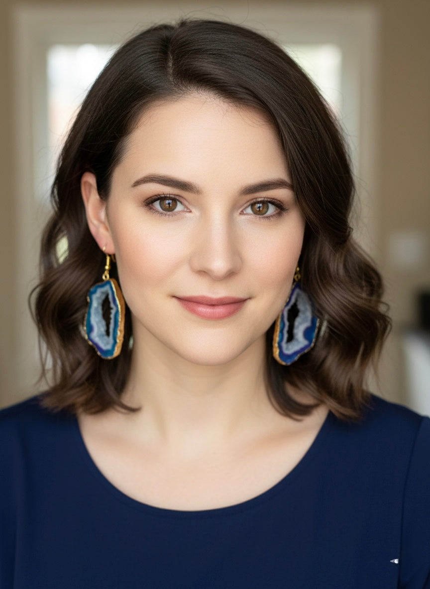 Half Solar Earring - Royal Azure & Gold