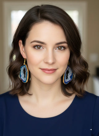 Half Solar Earring - Royal Azure & Gold