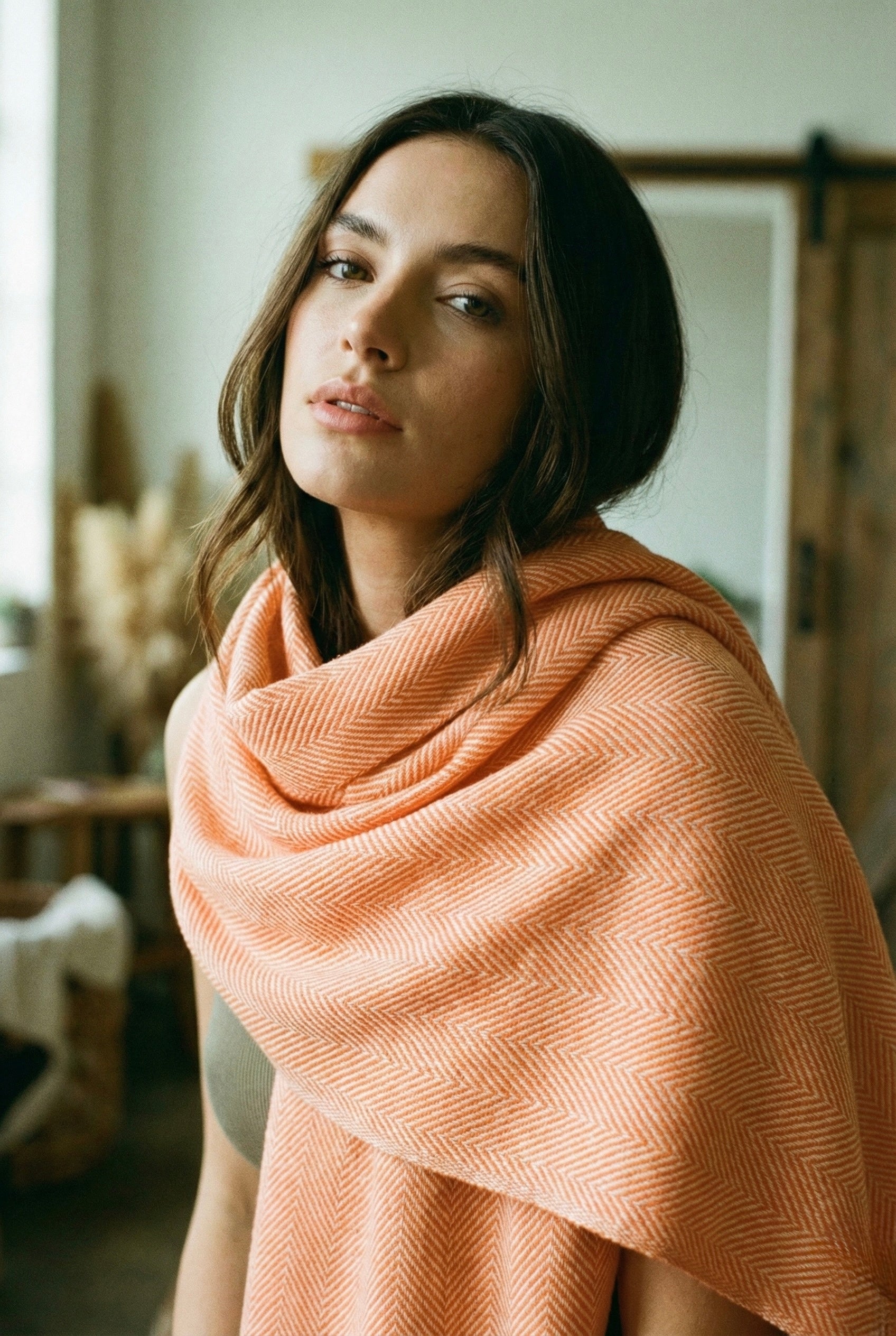 The Apricot Haze Cashmere Blend Scarf