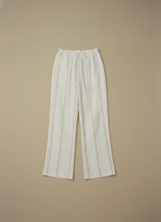 Embroidered Meadow Wide-Leg Pants