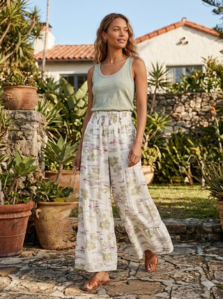 The Tropical Toile Tiered Wide-Leg Pant
