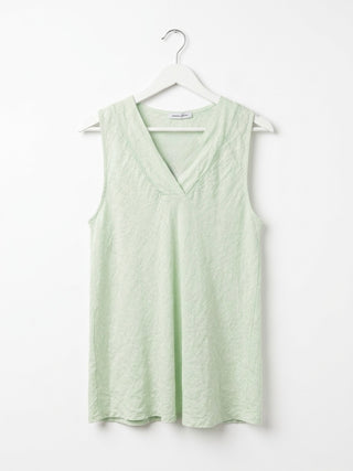 Italian Linen V-Neck Shell- Seafoam Mist